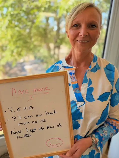 L’ardoise de bilan d’une membre du club Healthy nutrition Labège